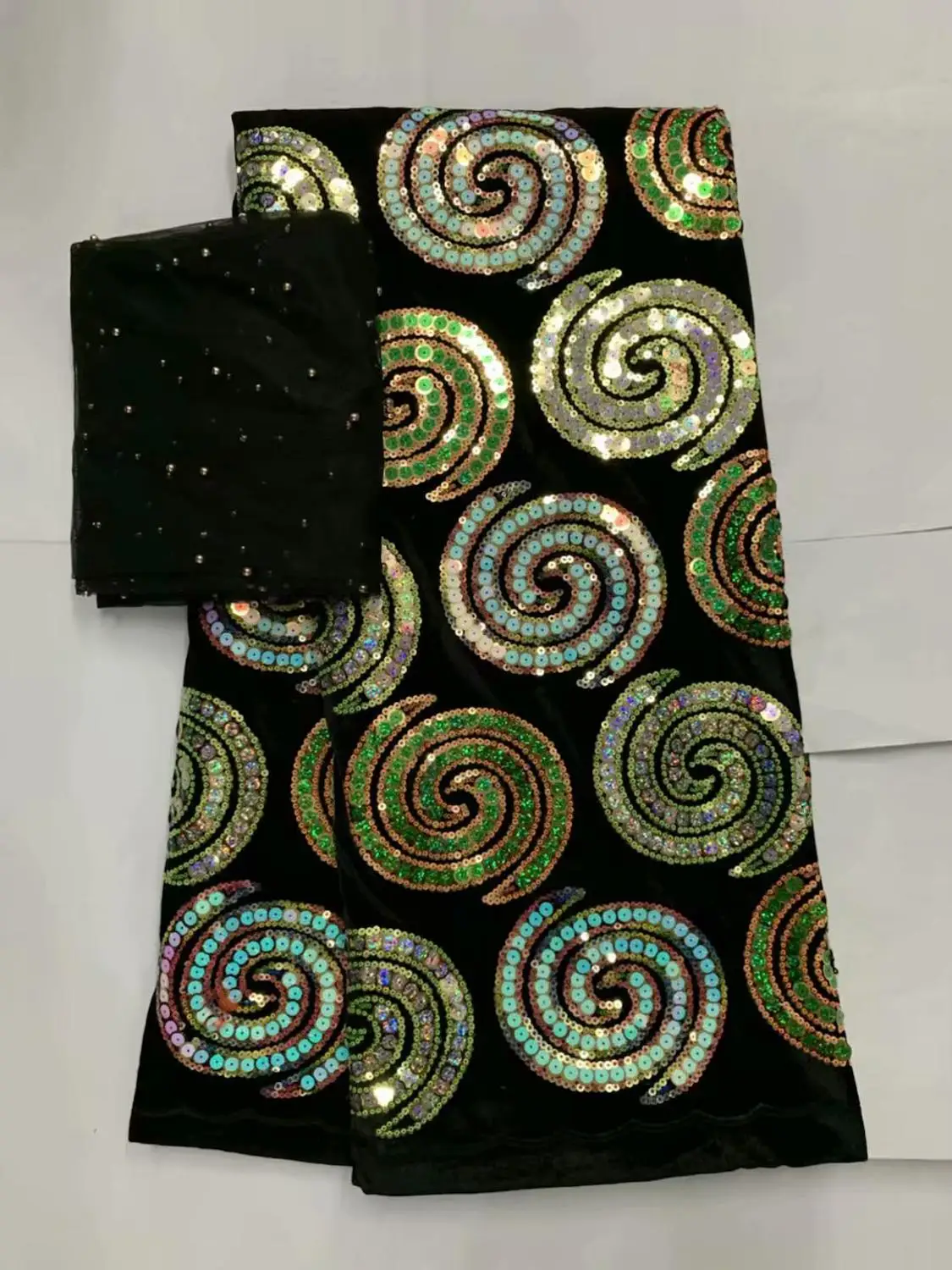 

5+2yards african silk velvet lace fabric with sequins newcoming beautiful sequins velvet lace fabric for dress DPNO022