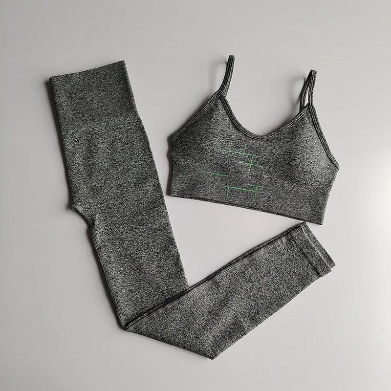 

2 Piece Fitness Set Women Seamless Yoga Set Quick Dry Gym Clothes Sport Bra+High Waist Leggings Workout Running Suit Training