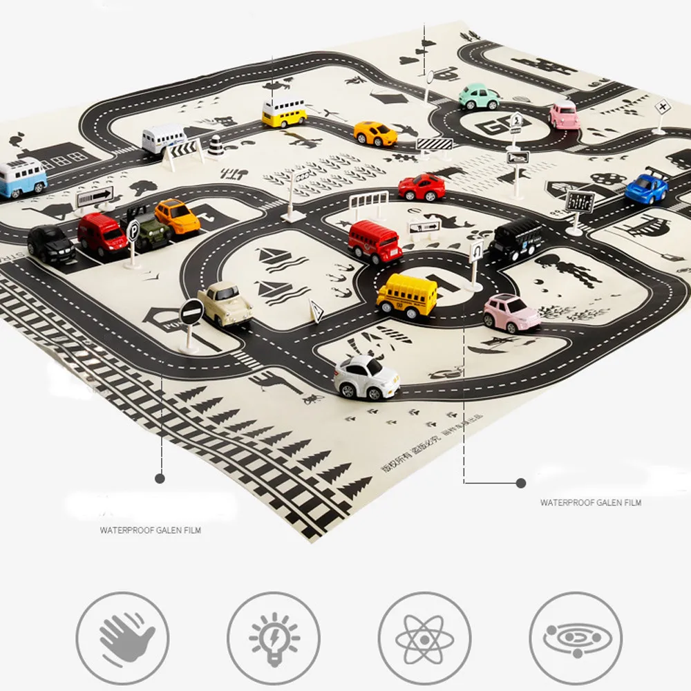 Городской развивающий игровой коврик для парковки игрушки Дорожная карта детей