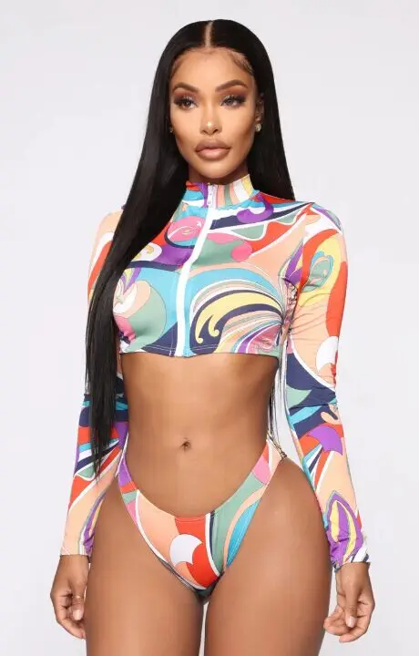 Женский комплект бикини с чашками пуш-ап и длинными рукавами | Женская одежда