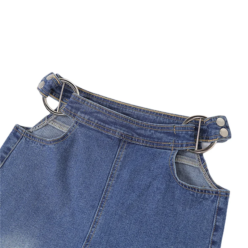 

2021 Female Jeans Girls High Waist Hollow Out Trousers Bell-Bottomed Pants for Spring Fall Blue S/M/L Jeans Pants