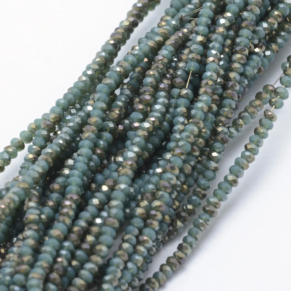 

1 Strand Electroplate Opaque Glass Beads Strand Half Rainbow Plated Faceted Rondelle Light Blue 2.5x1.5mm Hole: 0.5mm