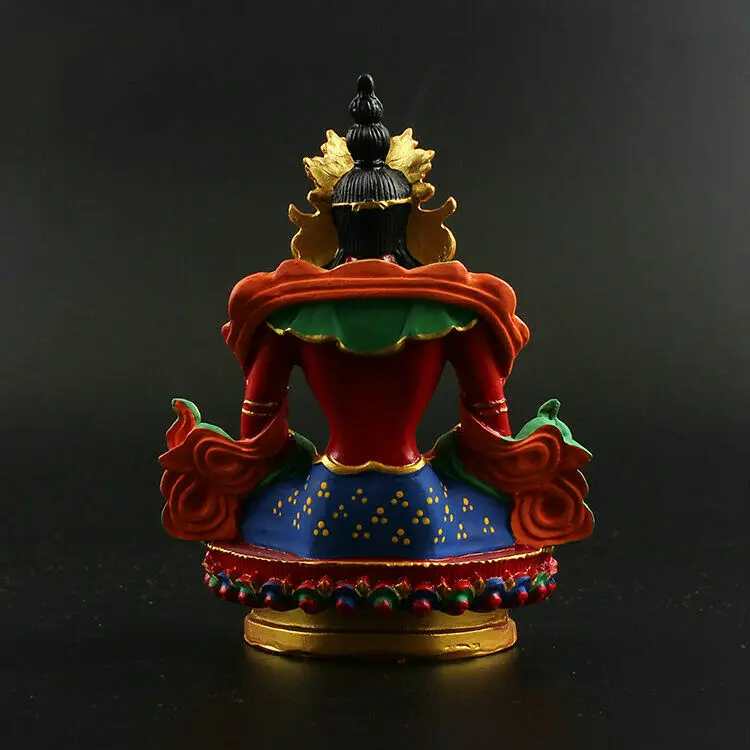 4 9 &quotТибет буддизм Смола Ручная роспись Амитаюс долголетия статуя Будды|Статуи и