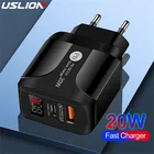 USB-зарядное устройство USLION с поддержкой быстрой зарядки и цифровым дисплеем, 20 Вт, 5 В, 4 а