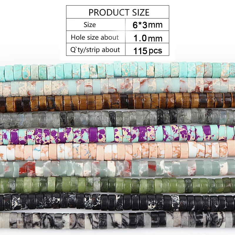 

Beadtales 6x3mm 1mm Hole Natural Multicolor Stone Bead Round Spacer Loose Stone Bead For Jewelry DIY Making Bracelet Accessories