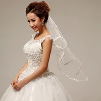 2021 elegant pearl short bridal veil without comb women wedding veil white ivory 1 layers 80cm