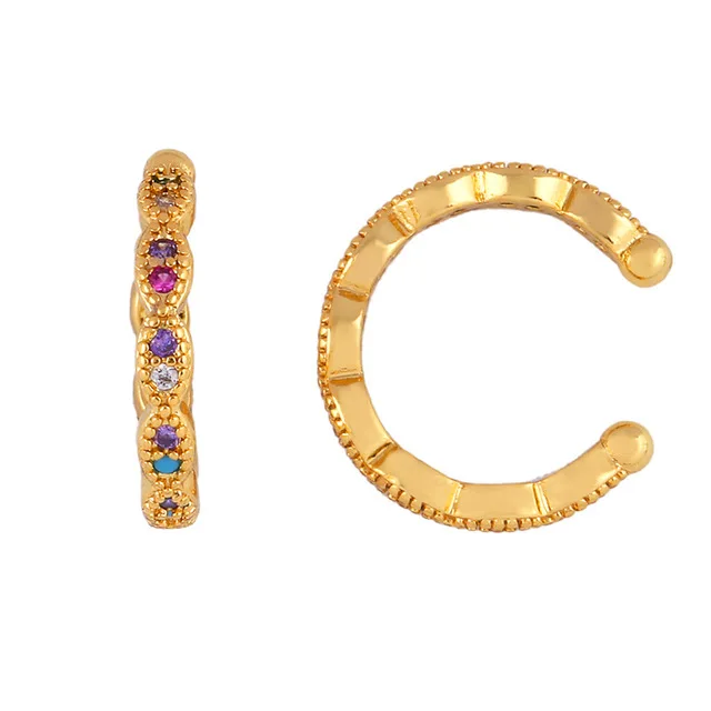 2pcs Style 19 Женские CZ серьги «Радуга» кубический цирконий набор манжет для ушей для женщин трендовые золотые Huggie Клипсы Серьги Кафф ювелирные изделия из кристаллов - Окраска металла: 2pcs Style 19
