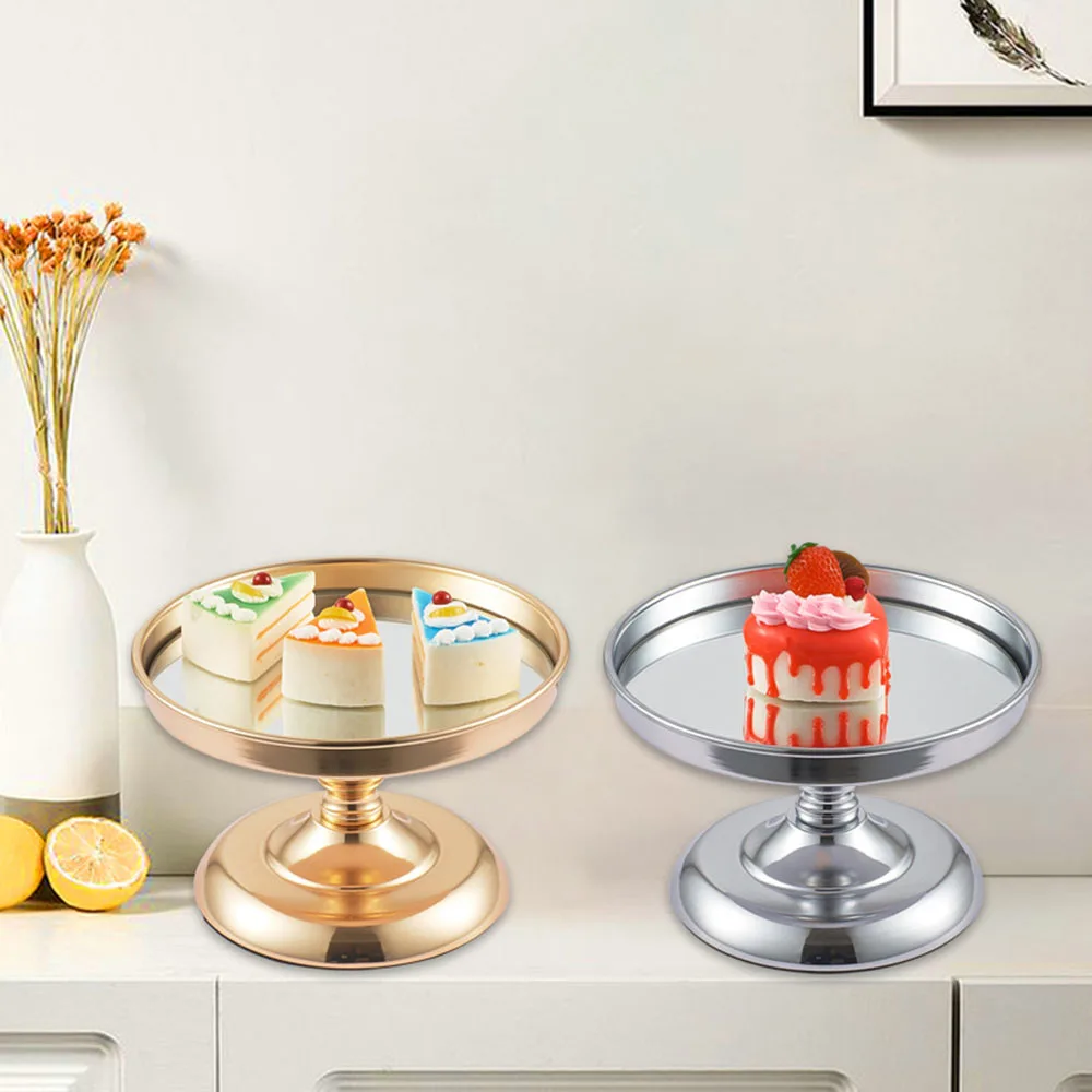

Mirror Cake Stand Dessert Cupcake Pedestal Display Round Plate Wedding Party Table Decorative Fruits Pastry Holder Rack