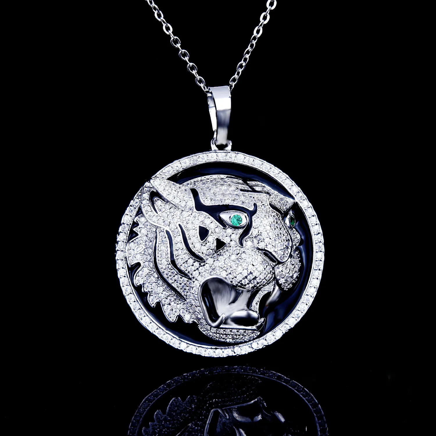 

Креативное ожерелье с подвеской в стиле панк, хип-хоп, голова тигра, сертифицированное серебряное ожерелье для мужчин и женщин, Подарок на г...