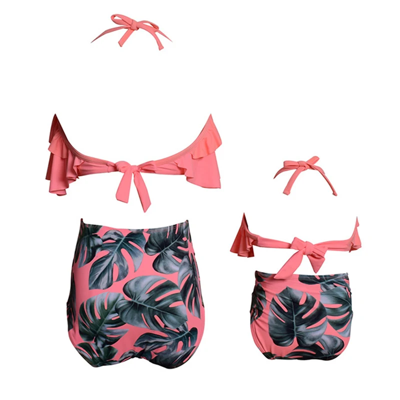 

2021 Mother Girl Swimsuit Swimwear Women Matching Family Swimsuit Children Baby Kid and mom Beach Swimwear biquini infantil