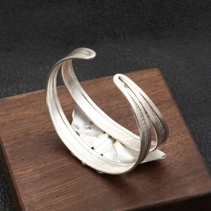 

Handcrafted Thai Silver Butterfly Bangle Vintage 925 Silver Women Cuff Bracelet Sterling Silver Bracelet