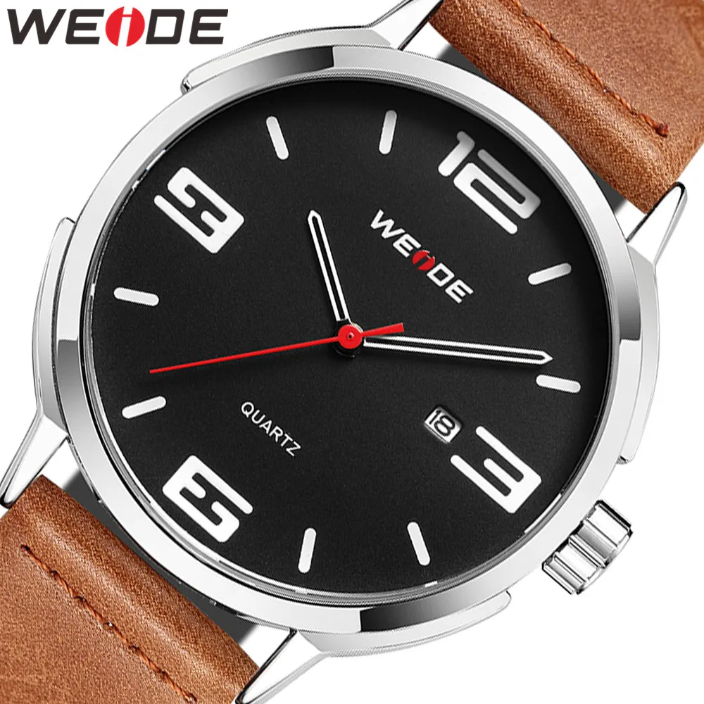 WEIDE мужские роскошные повседневные Брендовые Часы из искусственной кожи с