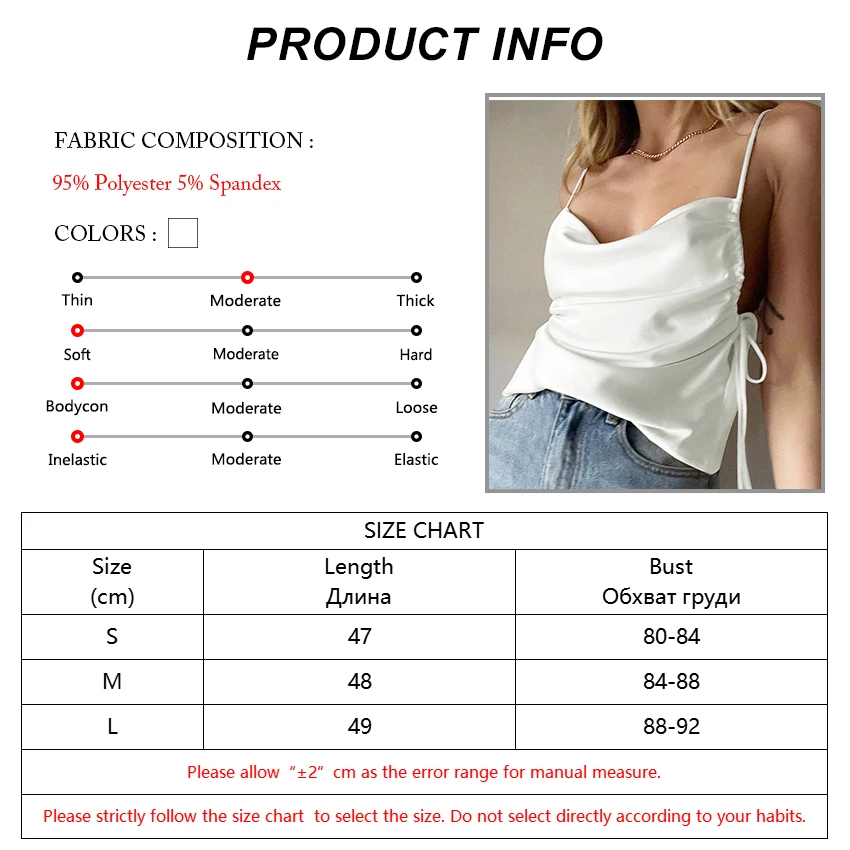 

OOTN Spaghetti Strap Top Cami Women Sexy Sleeveless Lace-Up Satin Camisole Draped Summer White Tops Vest Silk Female Streetwear