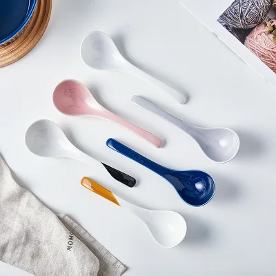

Ceramics Household Large Soup Porcelain Spoon Wooden Spoon Large Long Handle Ceramic Spoon Household Kitchen Products