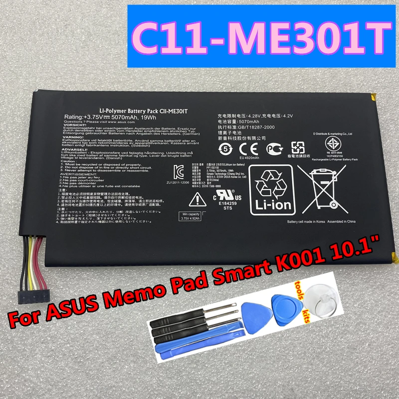 Batería de 5070mAh para ASUS Memo Pad Smart K001, Original, nueva, C11-ME301T, 10,1