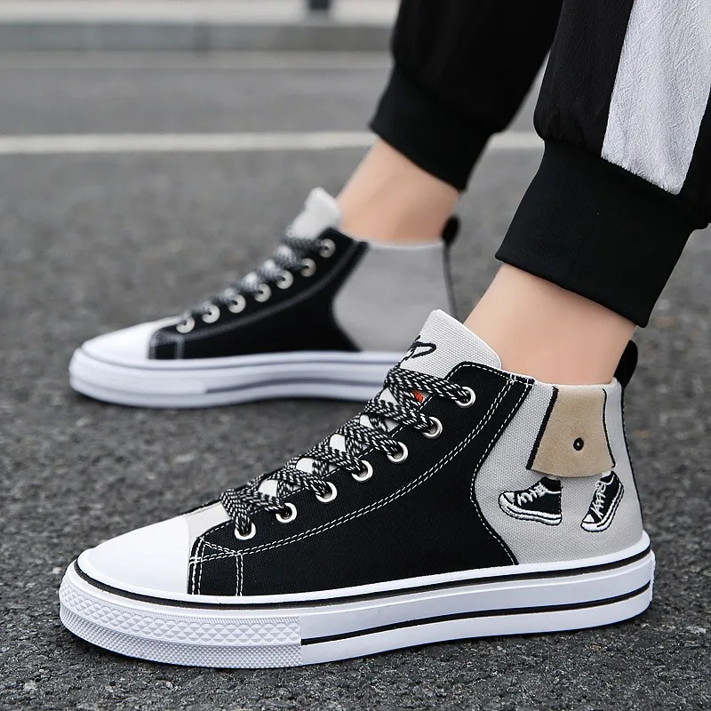 

Men Shoes All-match High-top Spring Tide Casual Shoes Sports 2021 New Canvas Sneakers Korean Trend Men's Cloth Shoes