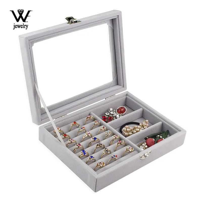 

WE Dustproof Flannel Jewelry Box Storage Ring Display Case Lady Jewelry Organizer for Earrings Joyeros Organizador De Joyas