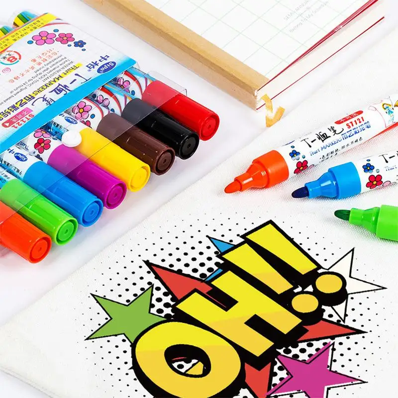 8 цветов маркеры для футболок перманентные ручки одежда ткань подпись дизайн