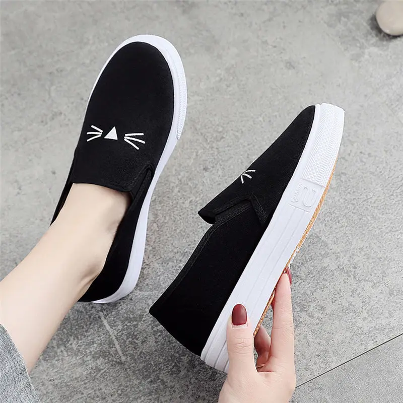 Cresfimix Zapatos Mujer Женская модная обувь с круглым носком Цвет Черный Парусиновая