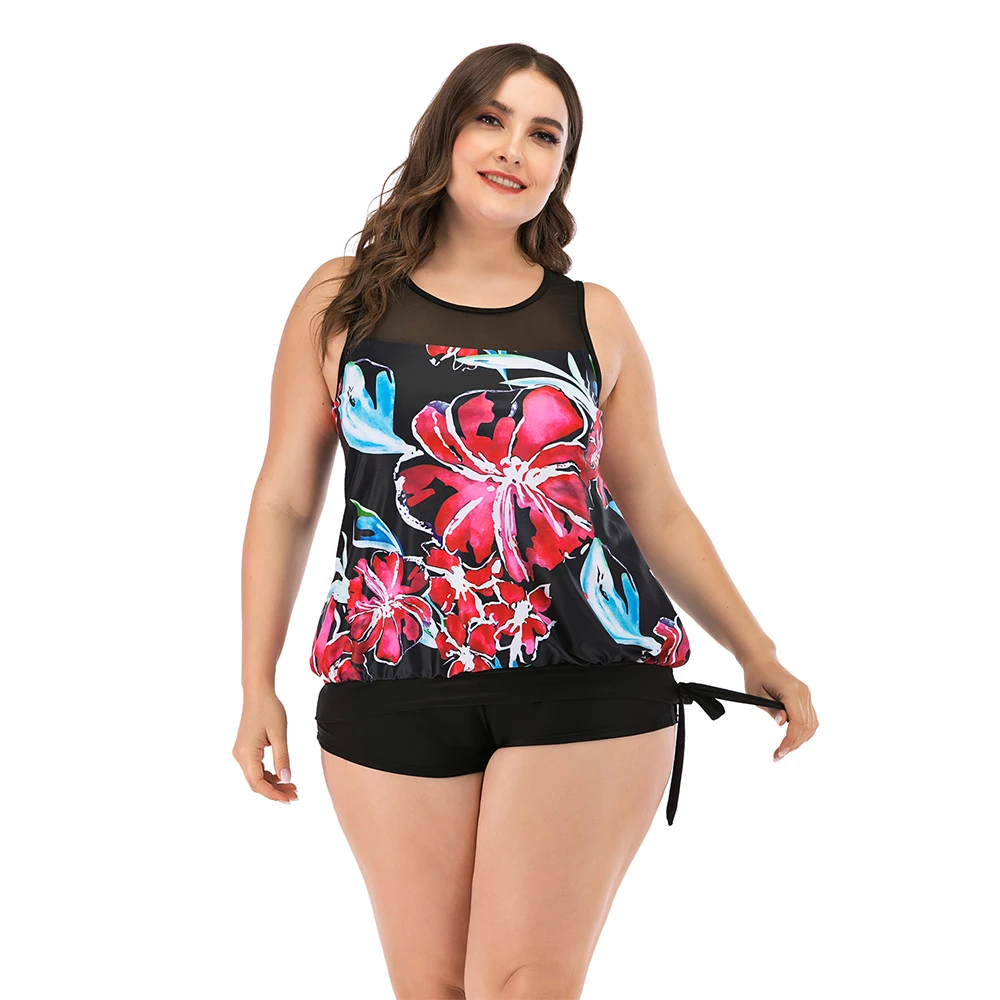 Lunamy 2020 L 4XL размера плюс купальник женский из двух частей с высоким горлом