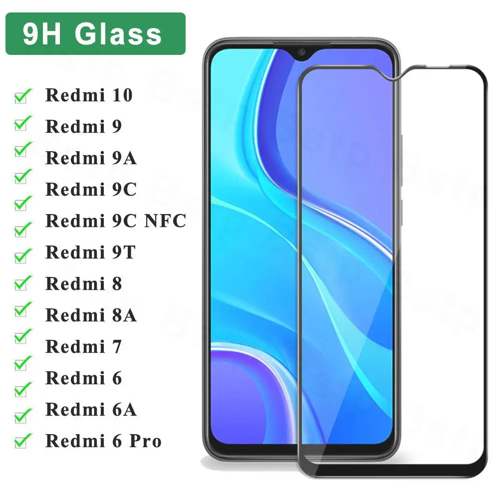 

Защита экрана 9H для Redmi 10 9 8 7 6 Pro, закаленное стекло для Xiaomi Redmi 9A, 8A, 6A, 9T, 9C, NFC, защитное стекло, пленка для Redmi 7