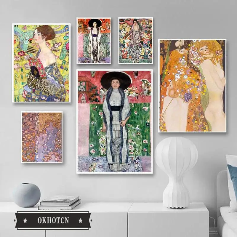

Gustav Klimt Famous Classic Canvas Painting Lady Portait Poster and Print Wall Art Picture for Living Room Decor Cuadros