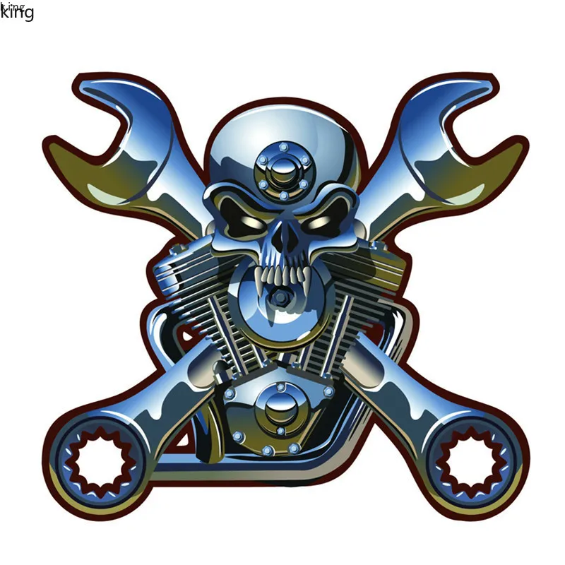 

Interesting Metal Skeleton Skull Mend Machine Tool Car Sticker Funny Colorful Car Stickers Auto Automobile Decals 13*11cm