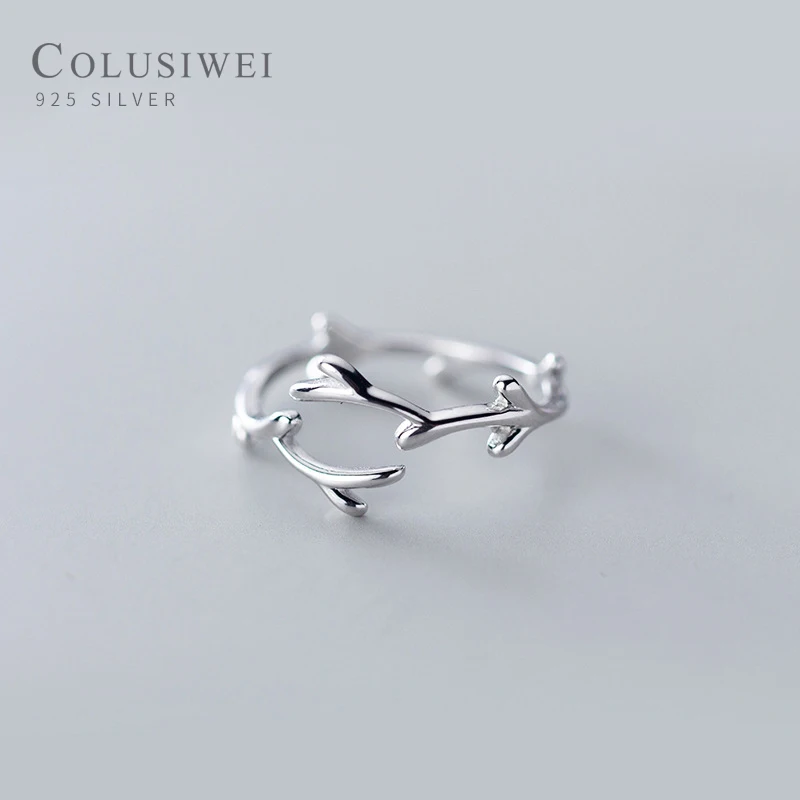 Кольцо Colusiwei с листьями дерева регулируемое для женщин минимализм Аутентичное