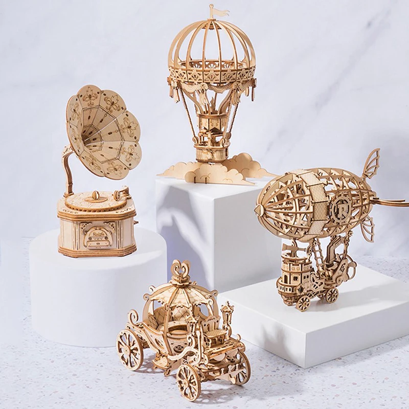 Деревянная 3D головоломка в сборе наборы моделей игрушки воздушный шар корабль и