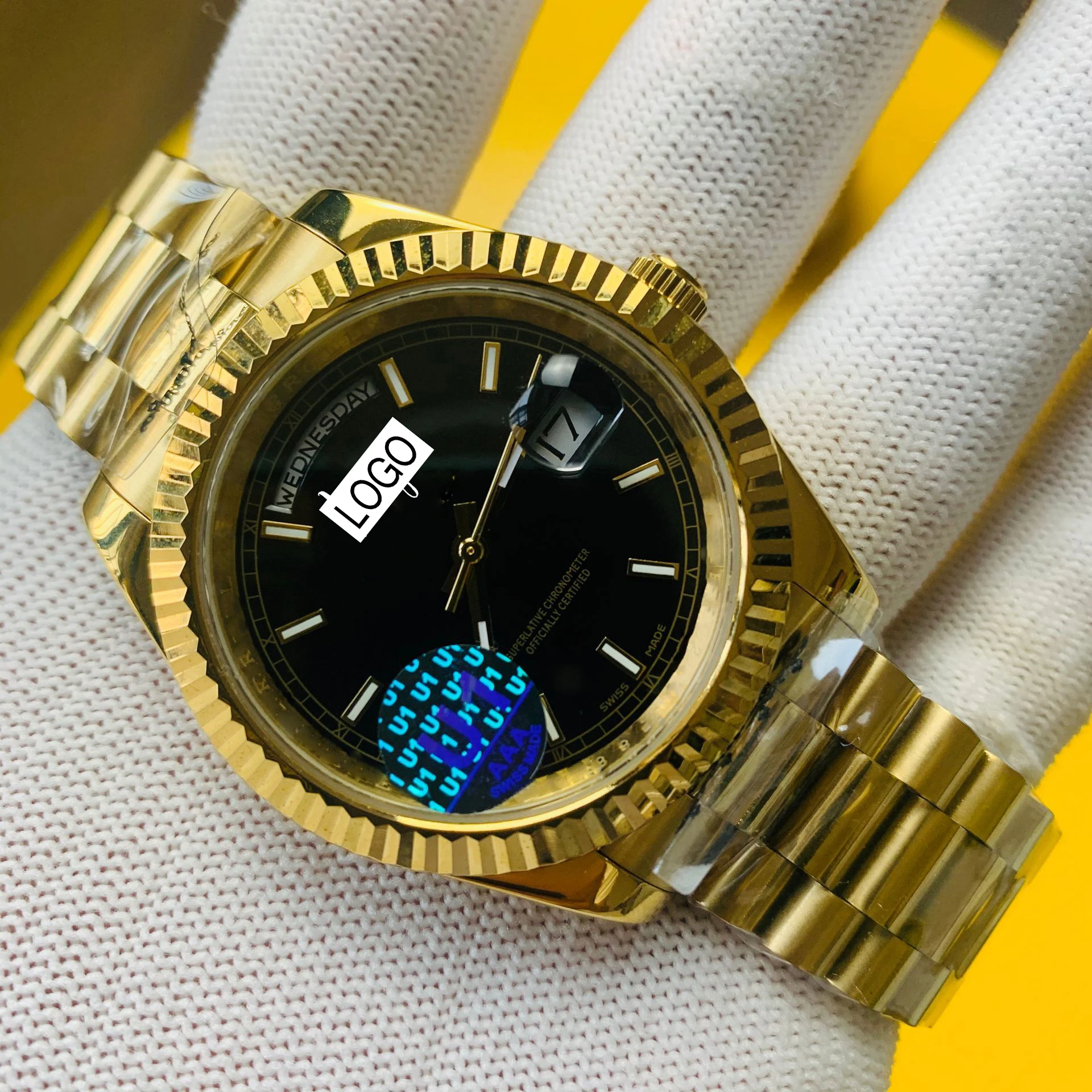 

High quality luxury brand 18K gold watch black dial men's self-winding self-winding movement AAA watch date