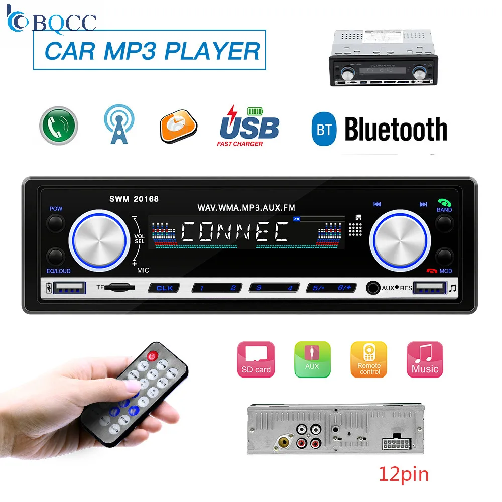 Радио автомобильный Bluetooth Авторадио Стерео FM Aux вход приемник аудио SD TF USB 12V In dash 1