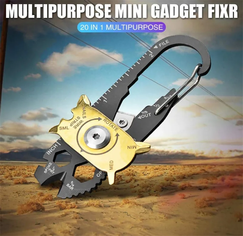 20 в 1 Мини-гаджет Fixr EDC Многофункциональный Карабин инструмент карман для ключей