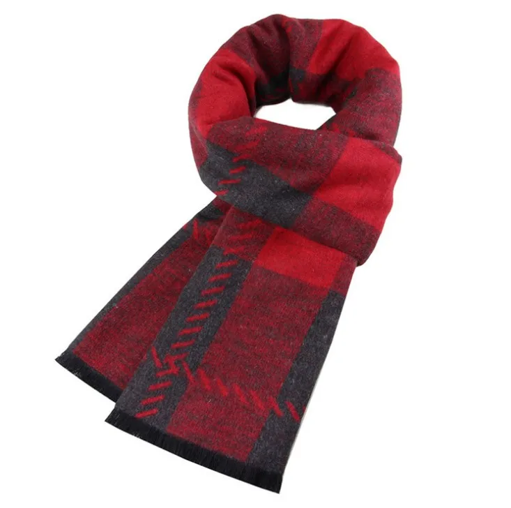 Теплый шелковый шарф для женщин и мужчин клетчатый осенне-зимние модные мягкие