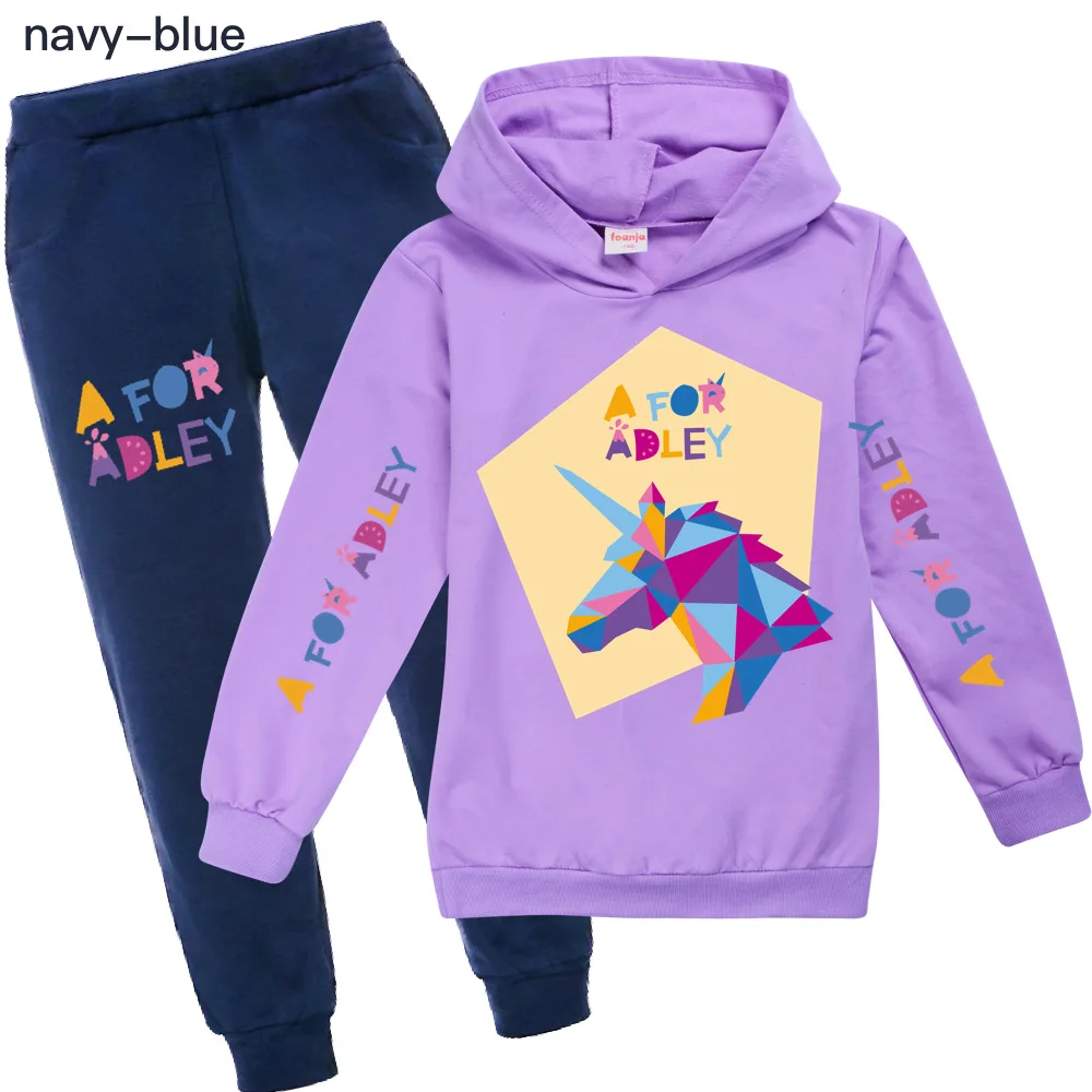A for Adley Cartoon Kids Clothing Set 3D Cotton Kids Clothes Girls Tshirt Pants Suit School Boys Outfit Baby Children Hoodies