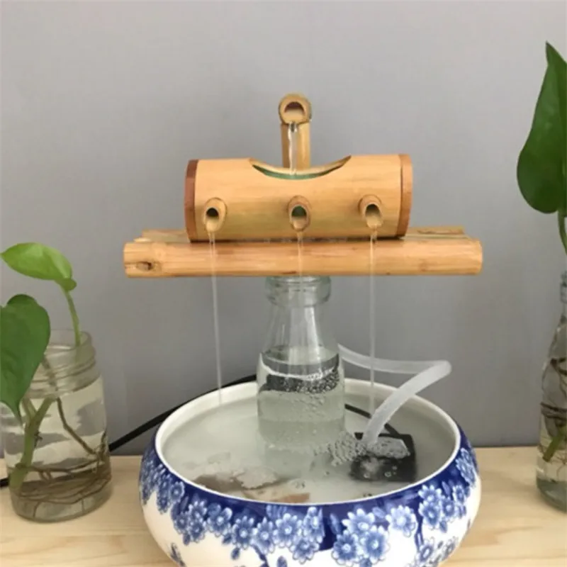 Бамбуковый аквариумный фонтан фэн-шуй для переработки воды украшение гостиной