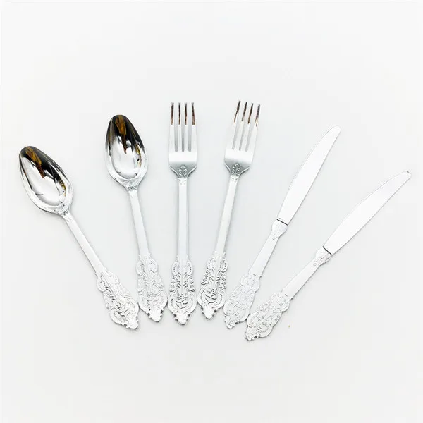 12 комплектов/36 шт. одноразовых столовых приборов розовый пластиковый нож вилка