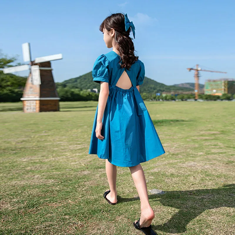 

2021 Girls Dress New Summer Girls Dress Casual Puff Sleeve Backless Dress Kids Princess Dress Party Dress Children Clothing