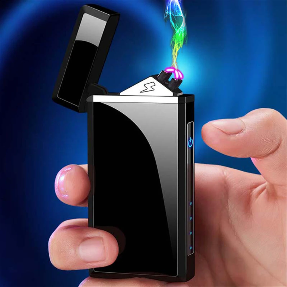 Dual Arc Plasma Lighter Electric USB Windproof Flameless Cigarette LED Power Display Rechargeable Gadget For Men | Дом и сад