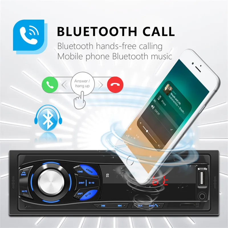 Автомагнитола 1 Din автомагнитола 12 В bluetooth FM Aux вход приемник TF SD USB MP3 MMC WMA плеер