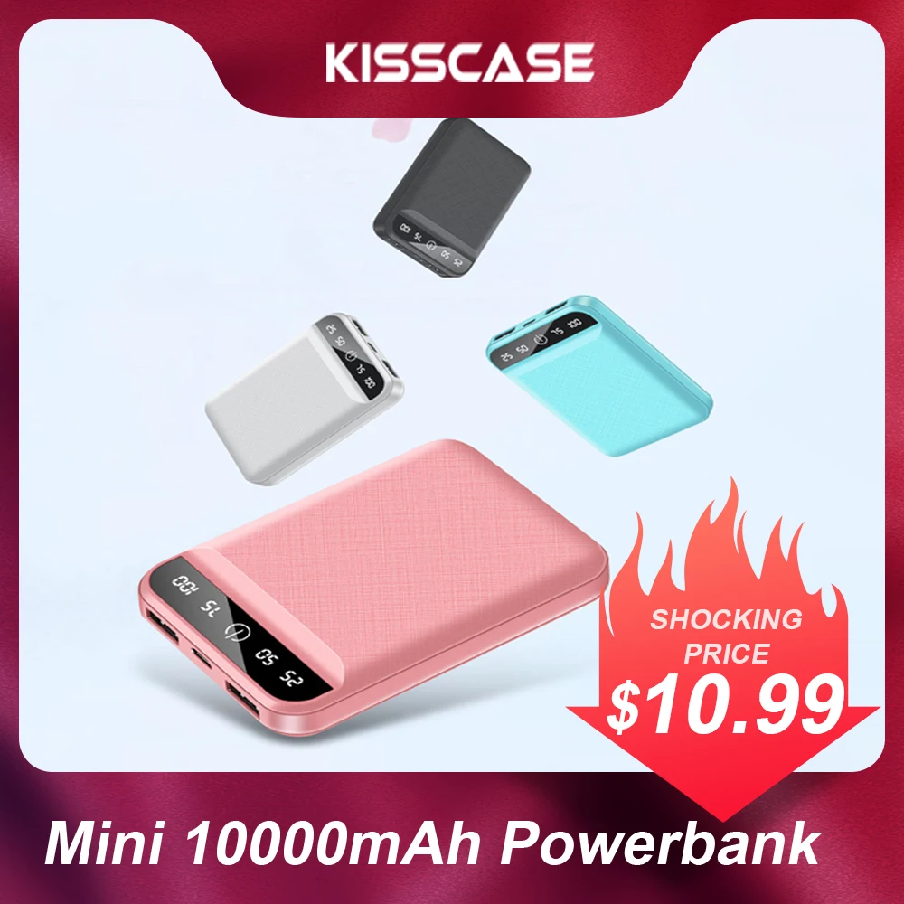 Милый внешний аккумулятор 10000 мА/ч для iPhone 11 7, 8, 6S, для Xiaomi Mi8, портативное быстрое зарядное устройство, двойной USB внешний аккумулятор, светодиодный внешний аккумулятор для Huawei p30 mate30 для Samsung