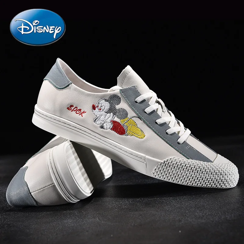 

Туфли мужские кожаные, повседневная обувь с изображением Микки Мауса, белые, спортивные, от Disney
