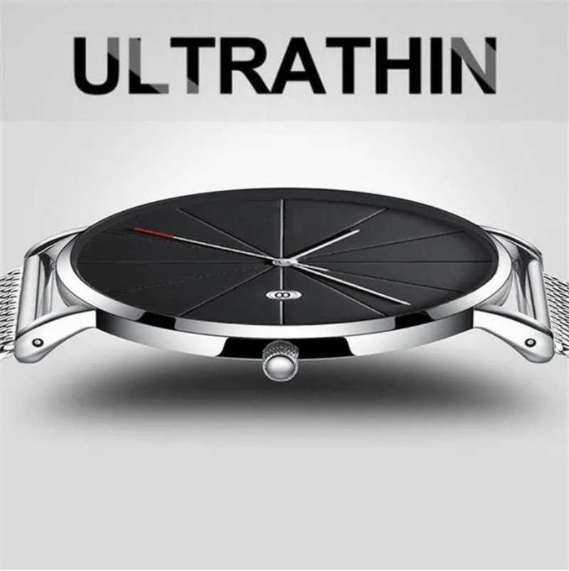 Мужские модные спортивные сетчатые часы с ремешком из нержавеющей стали датой