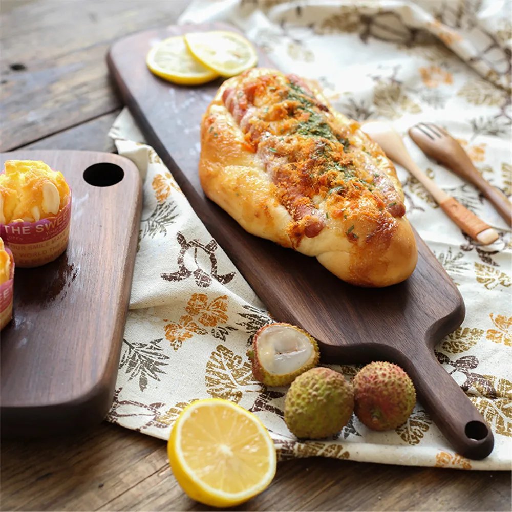 Кухонная разделочная доска с ручкой, деревянная тарелка для еды, пиццы, хлеба, фруктов, крепкая разделочная доска, прочные нескользящие кухонные аксессуары