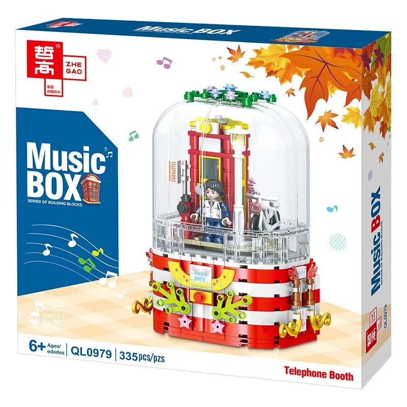 

Carousel Ferris Wheel Flower Tree Rotating Music Box Music Box Children's Building Block Bricks Model Toys Kids Gift