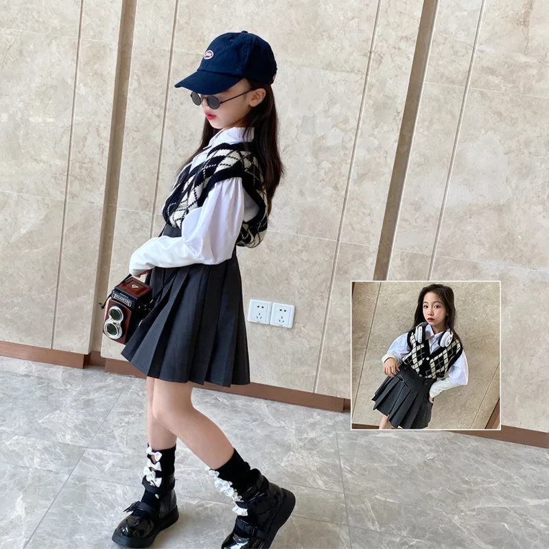 

Трикотажный жилет для девочек, осенний, 2021