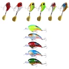 11 шт. приманка: 6 шт. вращающаяся металлическая Вибрирующая приманка 2,5 см и 5 шт. кренкбейт, жесткая приманка, бионическая Рыболовная Приманка 7 см