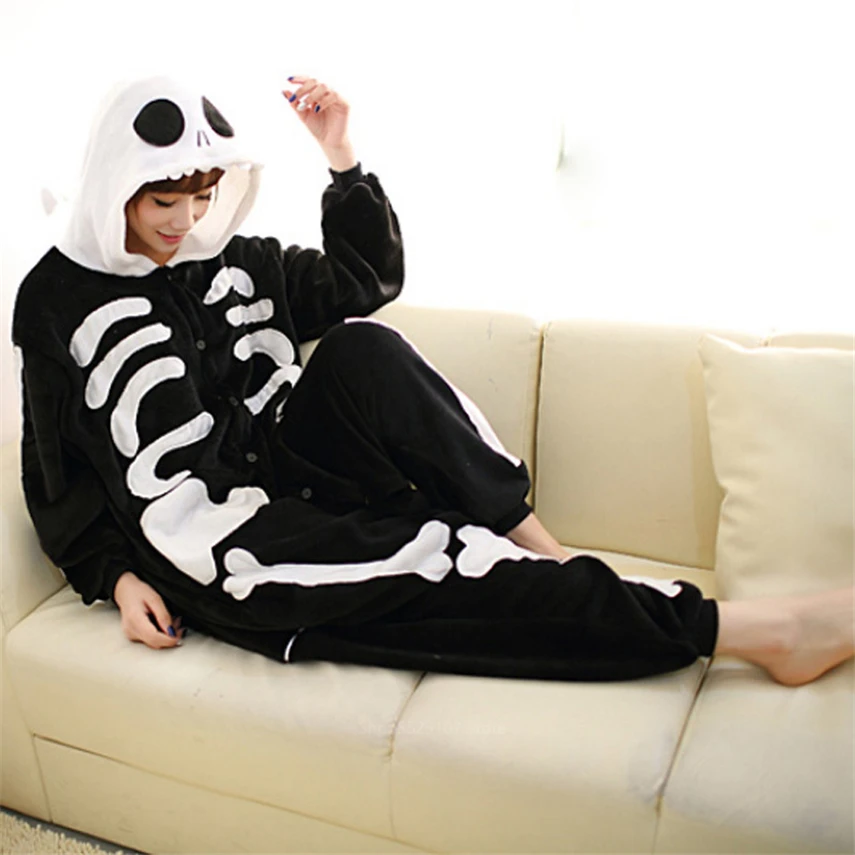 Карнавальный комбинезон для взрослых на Хэллоуин женская одежда сна со скелетом