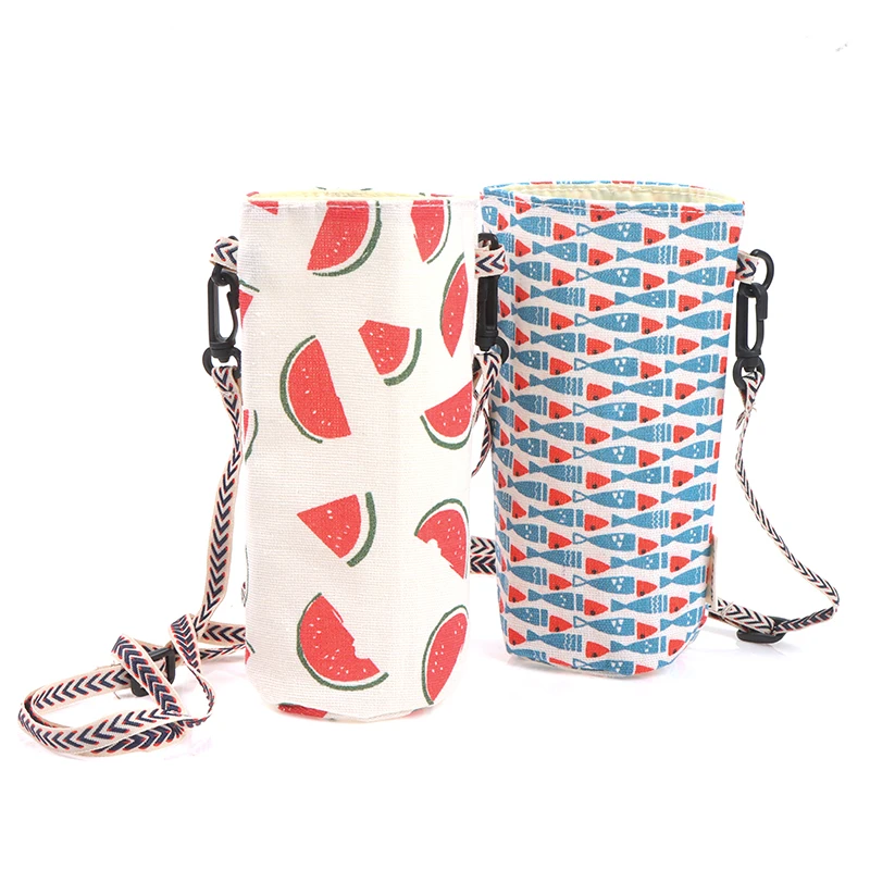 Portable Water Bottle Cover Cup Bag Tote Heat Insulation Linen Travel Outdoor Vacuum Mug Flexible Sport Camping Accessory