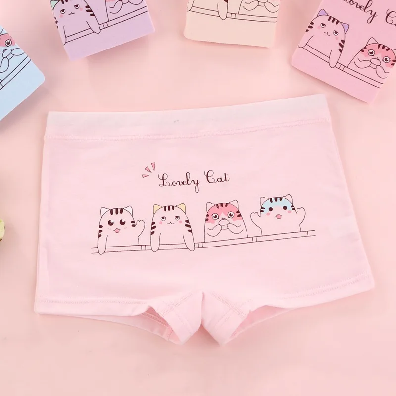 Трусы боксеры для девочек с милым котом 10 шт./лот хлопковые трусы