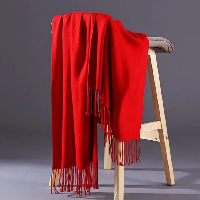 Бренд Горячая леди 2019 новый толстый теплый кашемировый шарф сплошной цвет